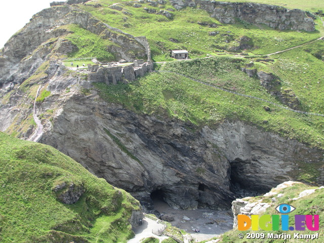SX06935 Caves underneath castle on Tintagel Head